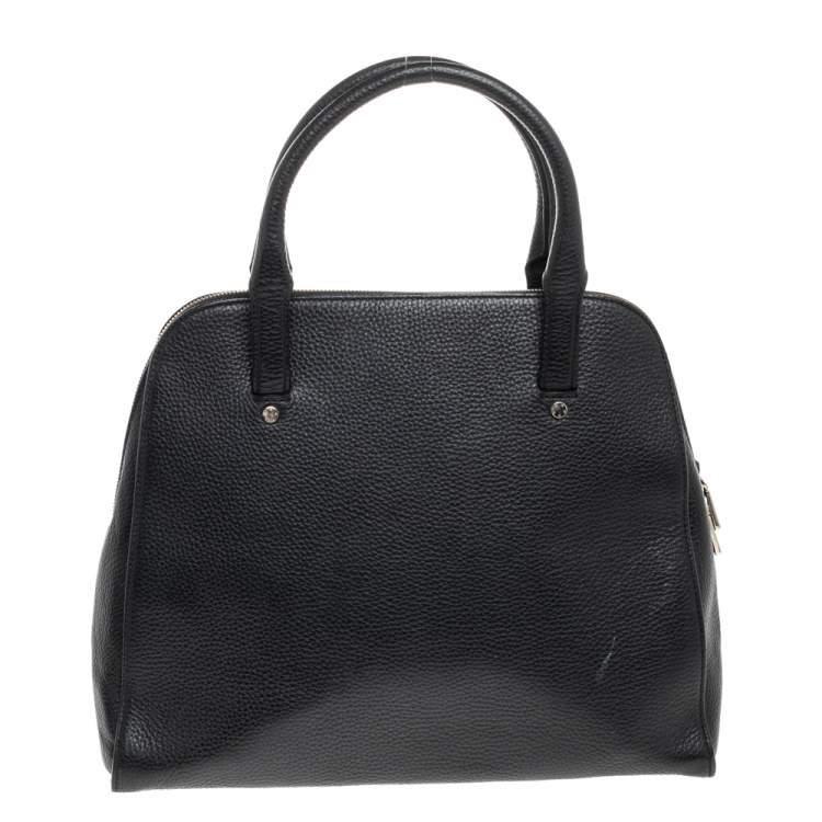 Pre Owned Aigner Black Leather Zip Satchel