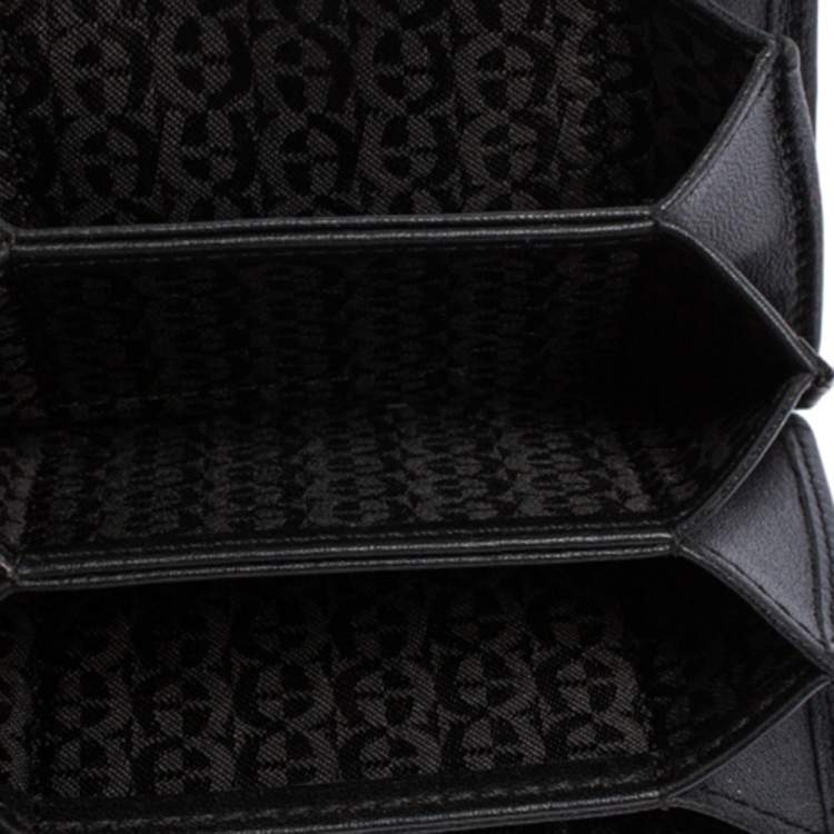 Pre Owned Aigner Black Quilted Leather Genoveva Card Holder