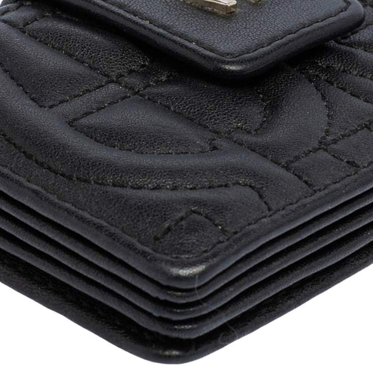 Pre Owned Aigner Black Quilted Leather Genoveva Card Holder