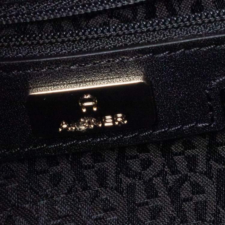 Pre Owned Aigner Black Leather Garda Top Handle Bag