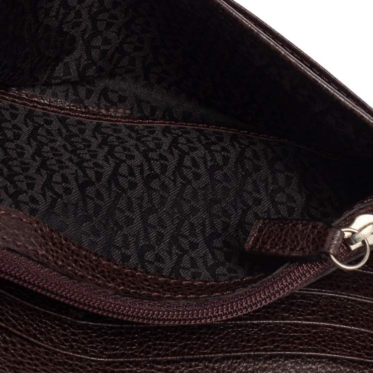 Pre Owned Aigner Beige/Brown Signature Canvas and Leather Flap Continental Wallet