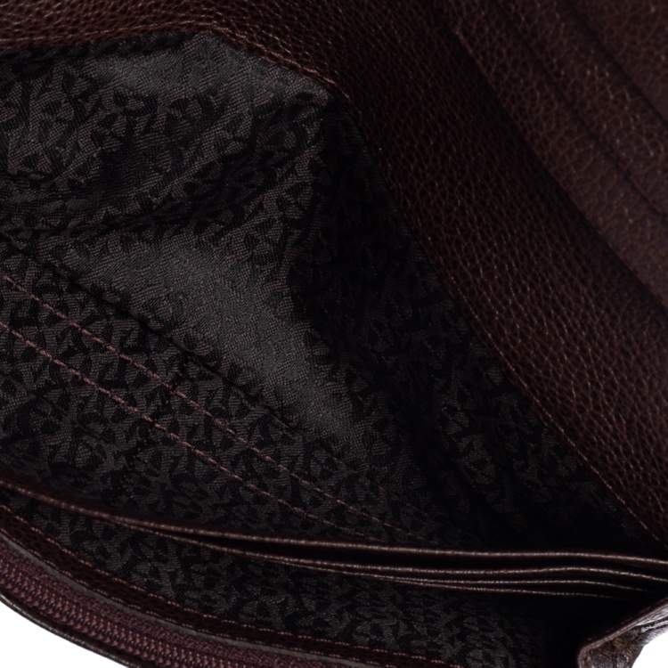Pre Owned Aigner Beige/Brown Signature Canvas and Leather Flap Continental Wallet