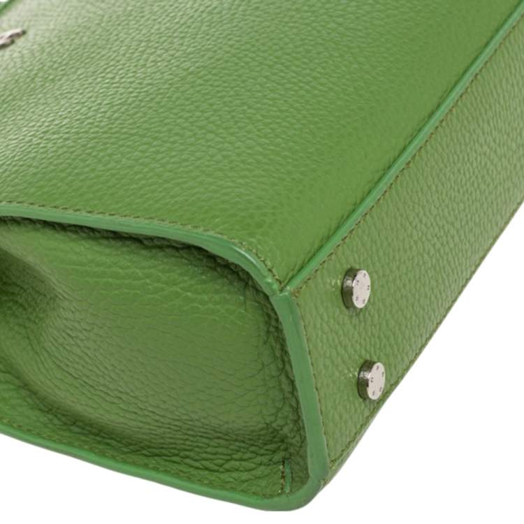 Pre Owned Aigner Green Grained Leather Cybill Tote