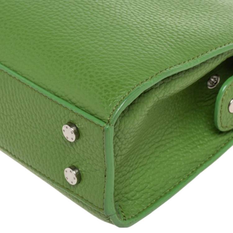Pre Owned Aigner Green Grained Leather Cybill Tote