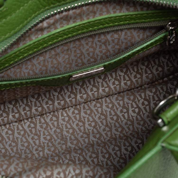 Pre Owned Aigner Green Grained Leather Cybill Tote