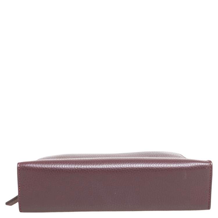 Pre Owned Aigner Burgundy Grained Leather Chain Shoulder Bag