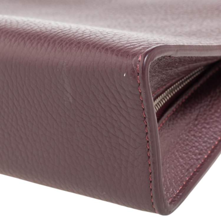 Pre Owned Aigner Burgundy Grained Leather Chain Shoulder Bag
