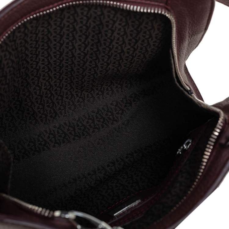 Pre Owned Aigner Burgundy Grained Leather Chain Shoulder Bag