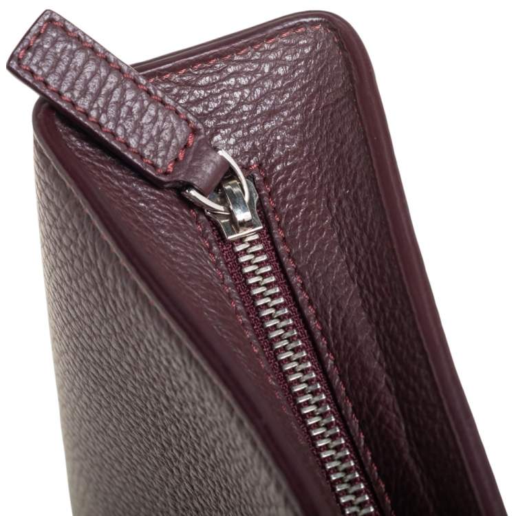 Pre Owned Aigner Burgundy Grained Leather Chain Shoulder Bag