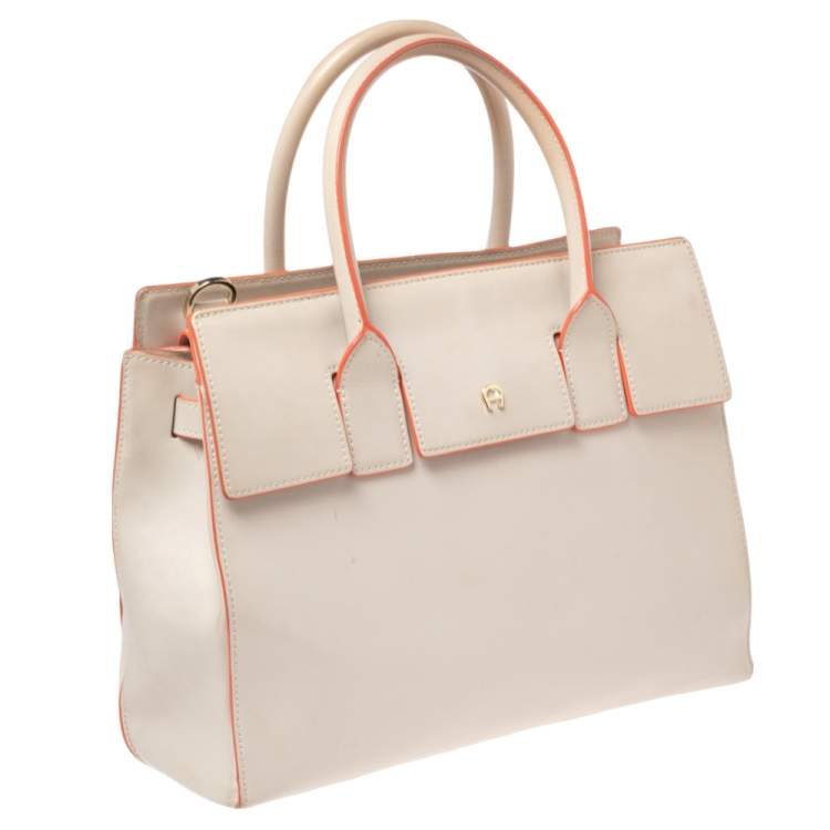 Pre Owned Aigner Grey Leather Tote