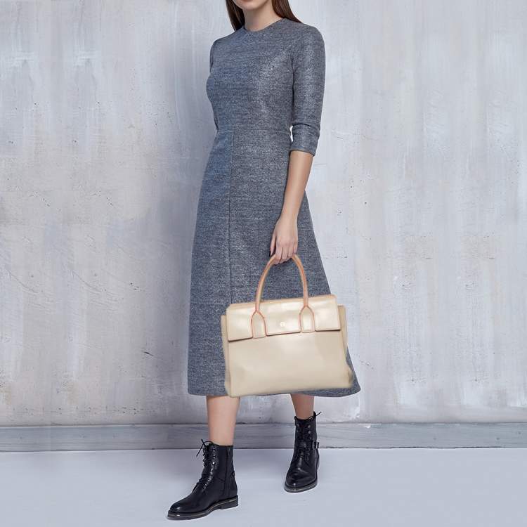 Pre Owned Aigner Grey Leather Tote