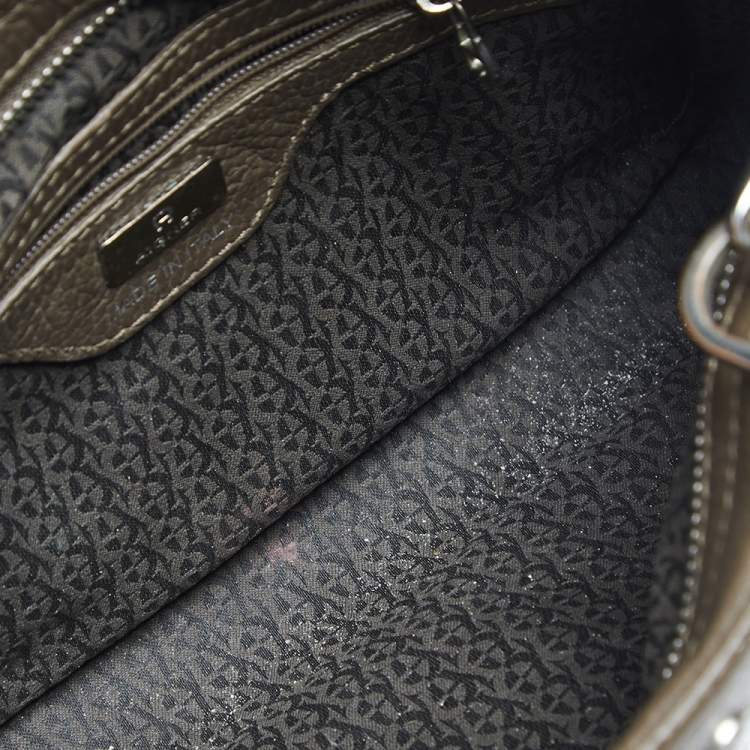 Pre Owned Aigner Dark Beige Grained Leather Cybill Tote