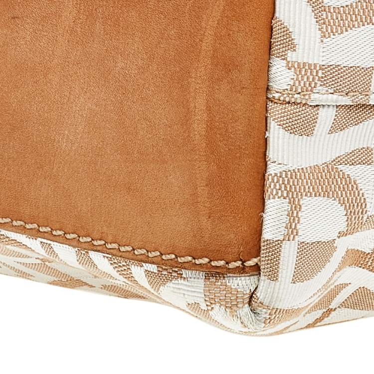 Pre Owned Aigner Beige/Cream Canvas And Leather Baguette