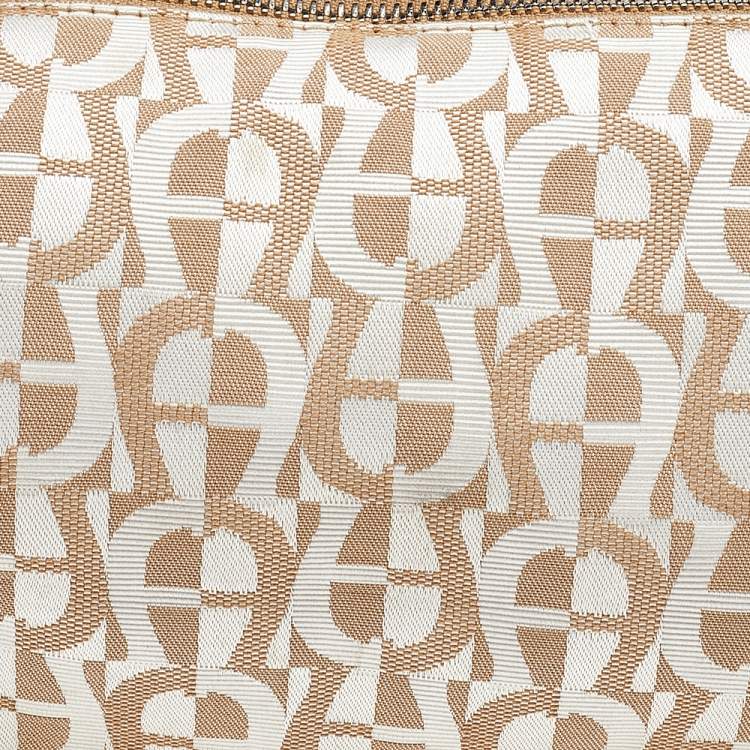 Pre Owned Aigner Beige/Cream Canvas And Leather Baguette