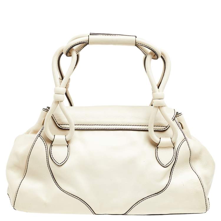 Pre Owned Aigner White Leather Satchel