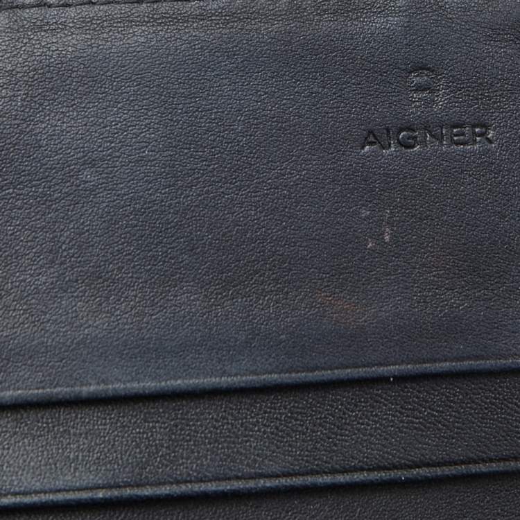 Pre Owned Aigner Grey Monogram Leather Wallet