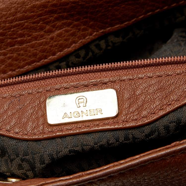 Pre Owned Aigner Brown Leather Large Arya Hobo