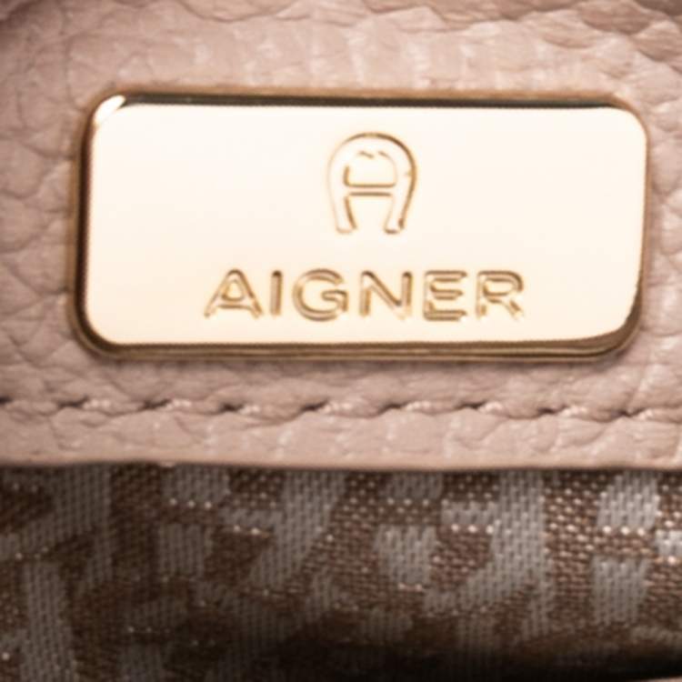 Pre Owned Aigner Pink Leather Genoveva Top Handle Bag
