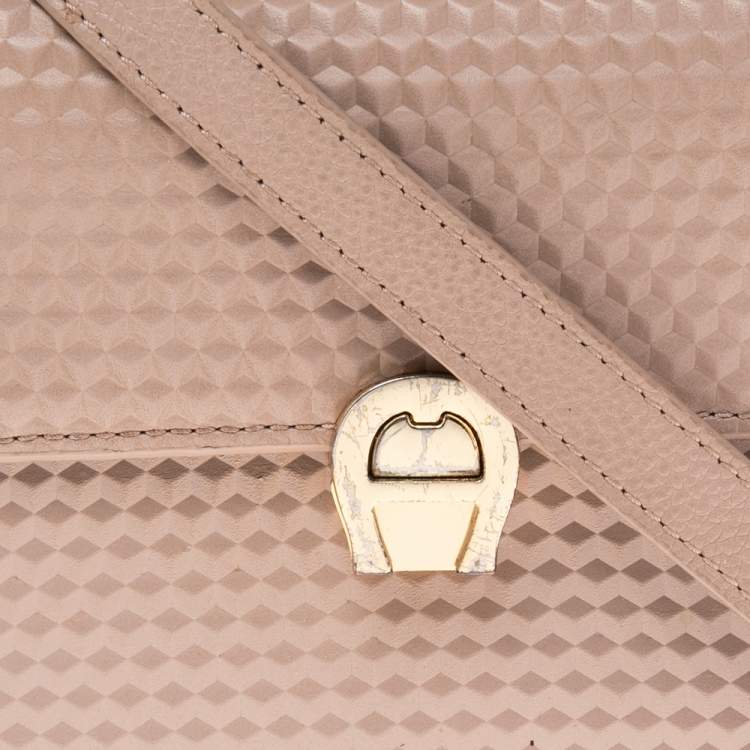 Pre Owned Aigner Pink Leather Genoveva Top Handle Bag