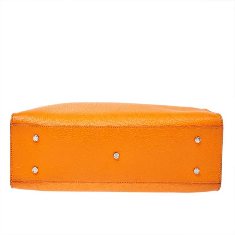 Pre Owned Aigner Orange Leather Cybill Tote