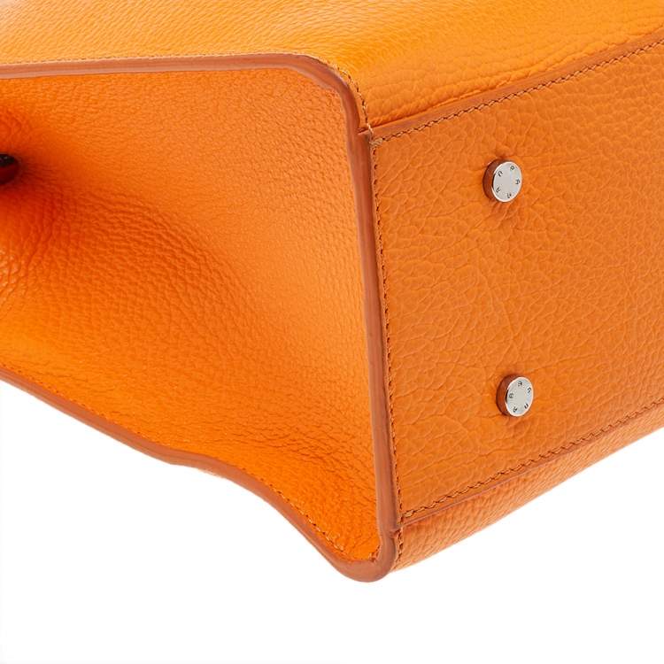Pre Owned Aigner Orange Leather Cybill Tote