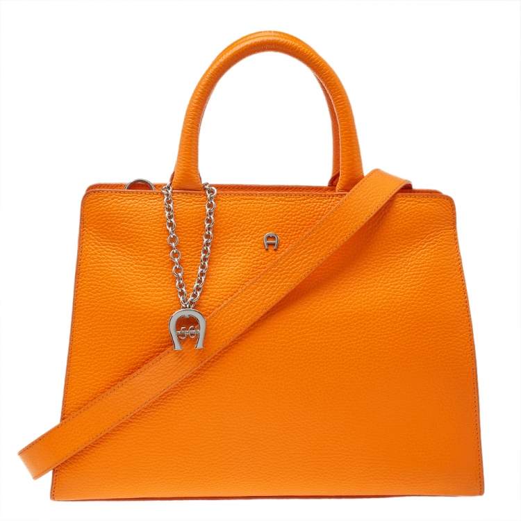 Aigner Orange Leather Cybill Tote Aigner | The Luxury Closet
