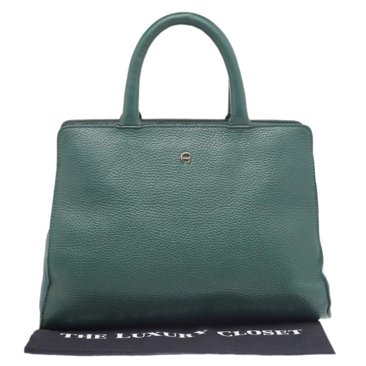Pre Owned Aigner Green Leather Tote