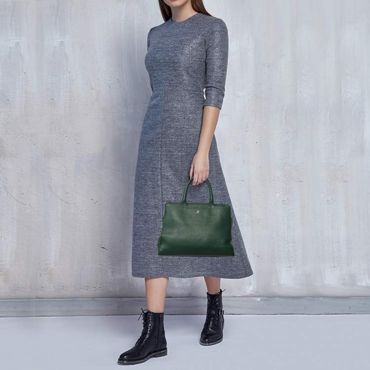 Pre Owned Aigner Green Leather Tote