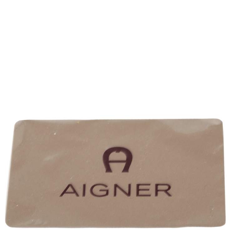 Pre Owned Aigner Beige Ostrich Embossed Leather Double Zip Satchel