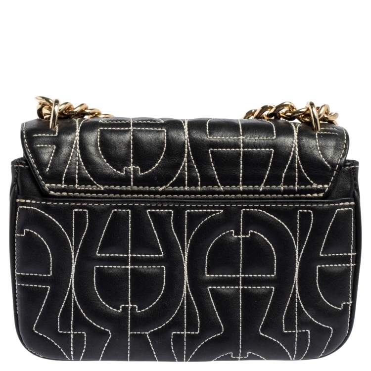 Pre Owned Aigner Black Leather Diadora Shoulder Bag