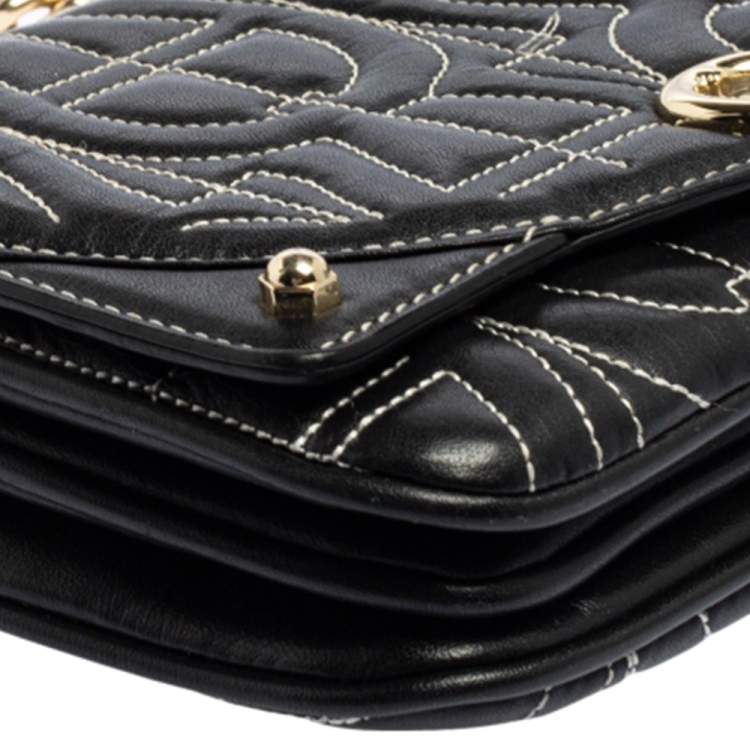 Pre Owned Aigner Black Leather Diadora Shoulder Bag