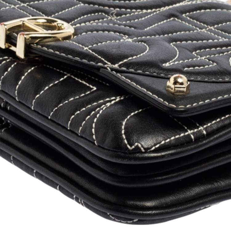 Pre Owned Aigner Black Leather Diadora Shoulder Bag