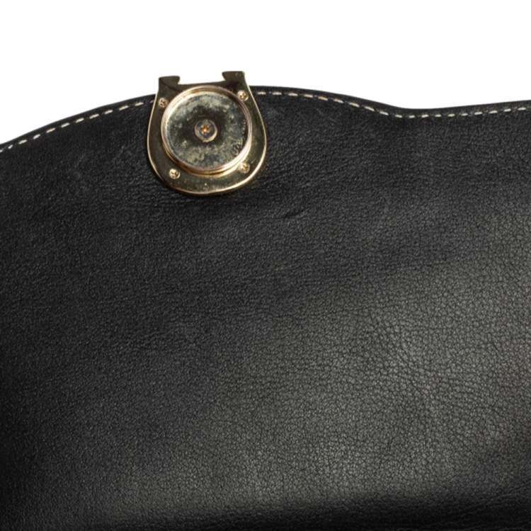 Pre Owned Aigner Black Leather Diadora Shoulder Bag