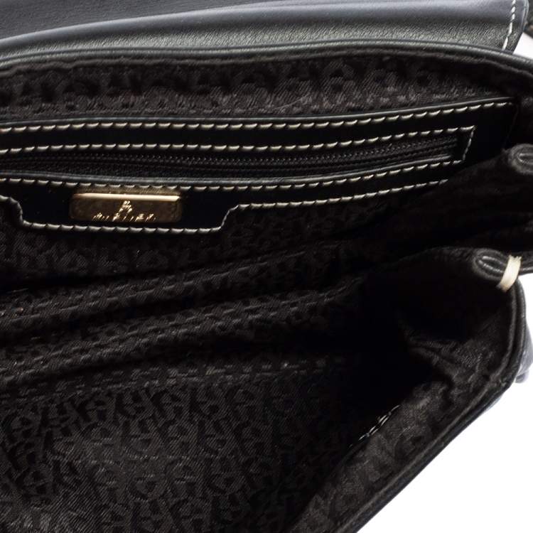 Pre Owned Aigner Black Leather Diadora Shoulder Bag