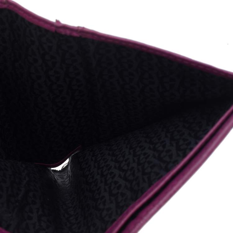 Pre Owned Aigner Magenta Signature Canvas and Leather Trifold Wallet