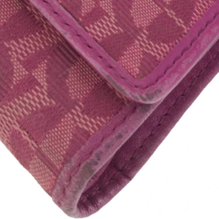 Pre Owned Aigner Magenta Signature Canvas and Leather Trifold Wallet