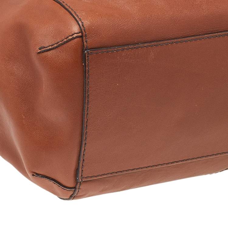 Pre Owned Aigner Brown Leather Flap Satchel