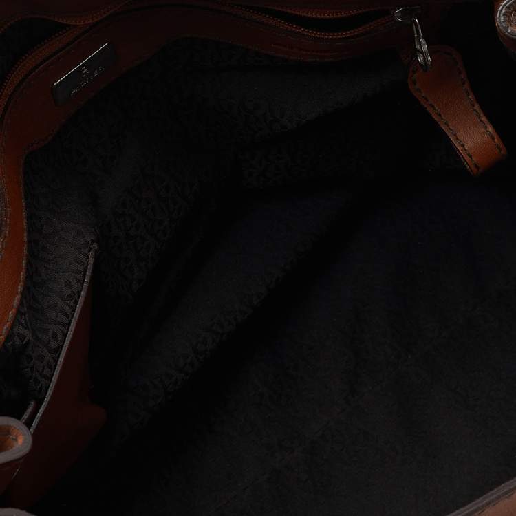 Pre Owned Aigner Brown Leather Flap Satchel