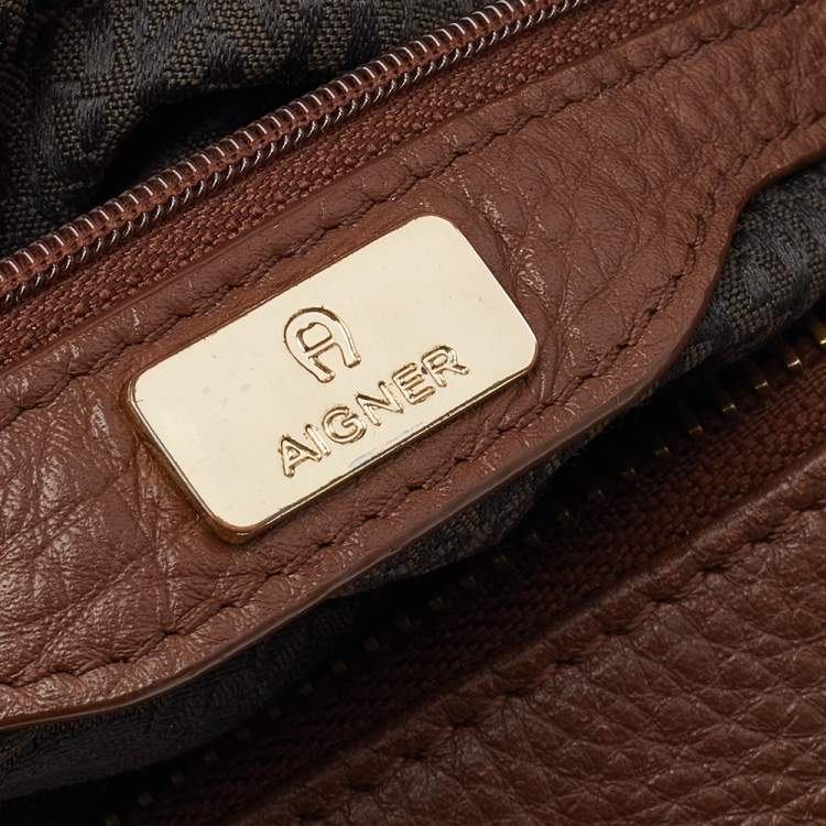 Pre Owned Aigner Brown Leather Hobo