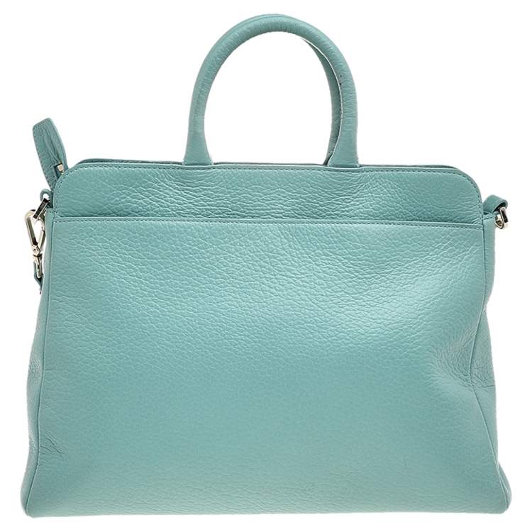 Pre Owned Aigner Mint Blue Leather Shoulder Bag