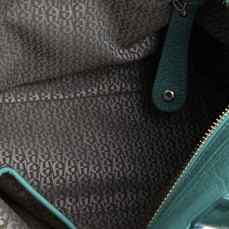 Pre Owned Aigner Mint Blue Leather Shoulder Bag