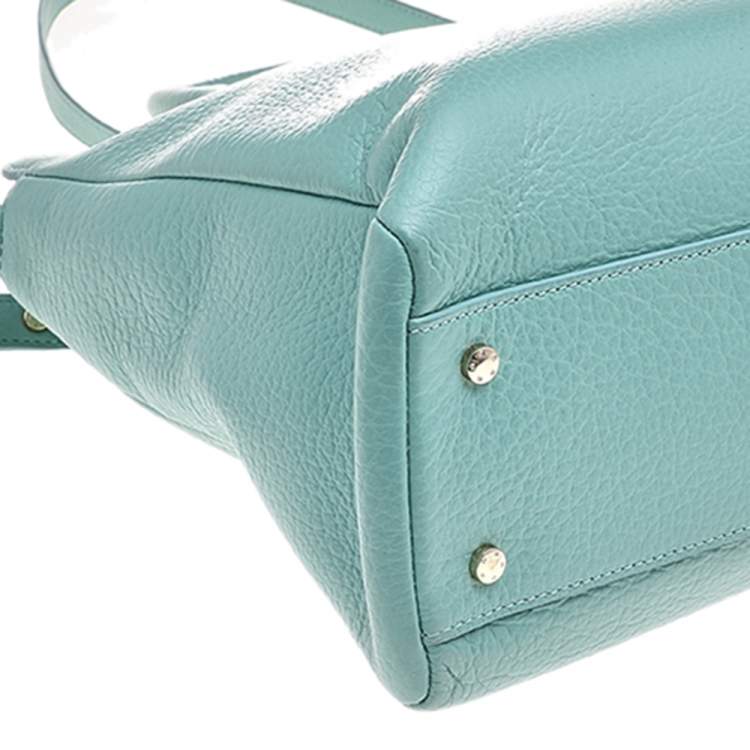 Pre Owned Aigner Mint Blue Leather Shoulder Bag
