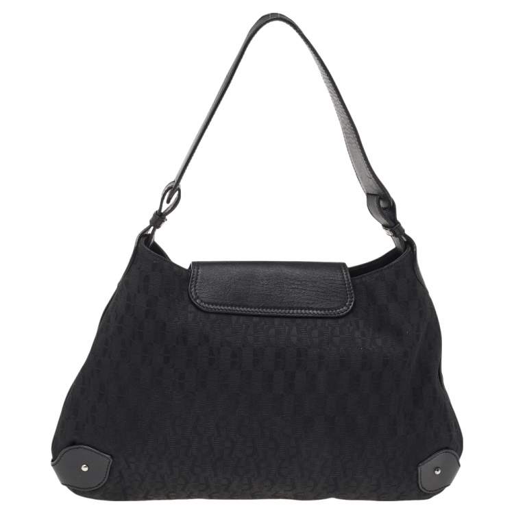Pre Owned Aigner Black Signature Canvas and Leather Hobo