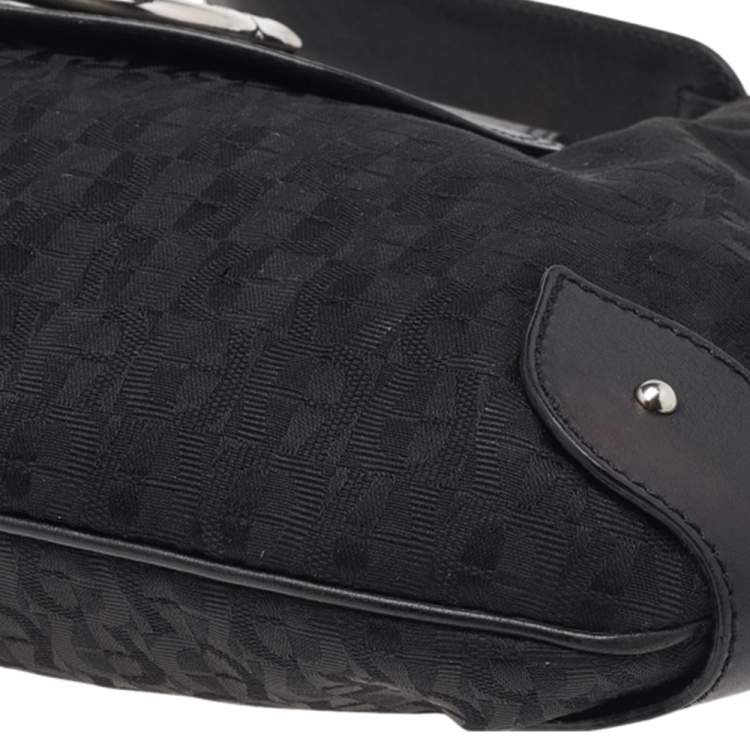 Pre Owned Aigner Black Signature Canvas and Leather Hobo