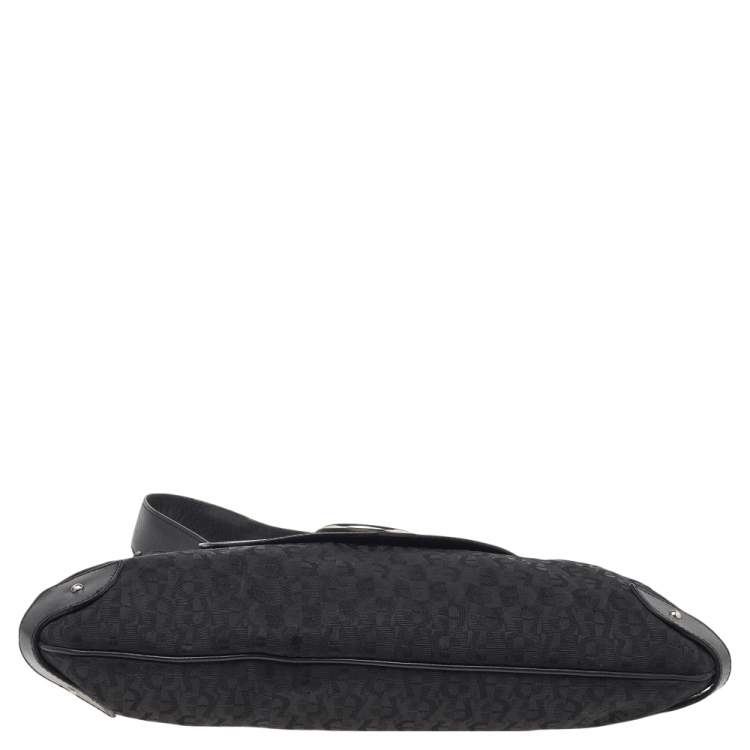Pre Owned Aigner Black Signature Canvas and Leather Hobo