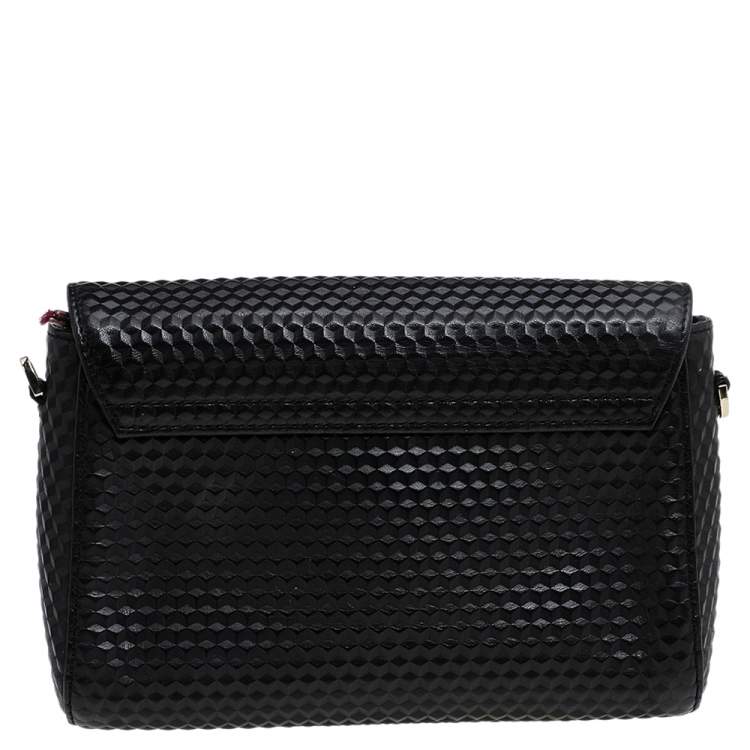 مملوكة مسبقًا Aigner Black 3D Effect Leather Genoveva Shoulder Bag