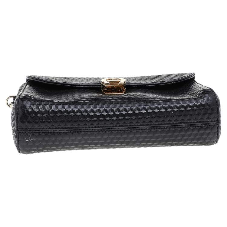 مملوكة مسبقًا Aigner Black 3D Effect Leather Genoveva Shoulder Bag