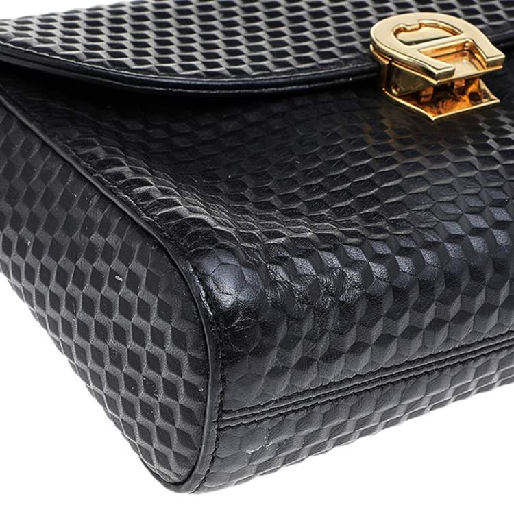 مملوكة مسبقًا Aigner Black 3D Effect Leather Genoveva Shoulder Bag