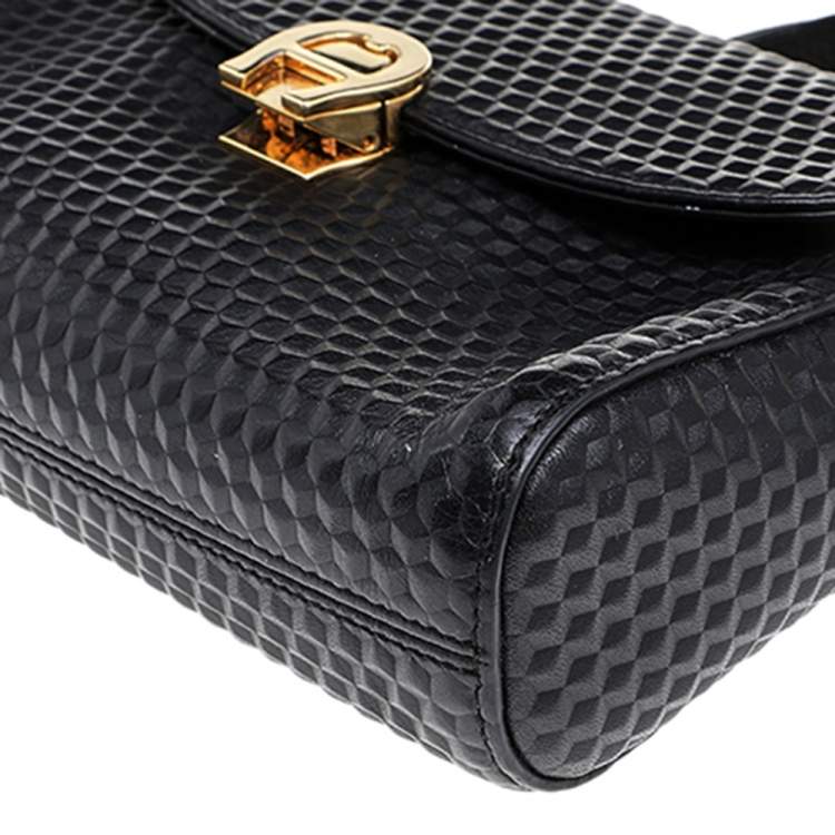 مملوكة مسبقًا Aigner Black 3D Effect Leather Genoveva Shoulder Bag