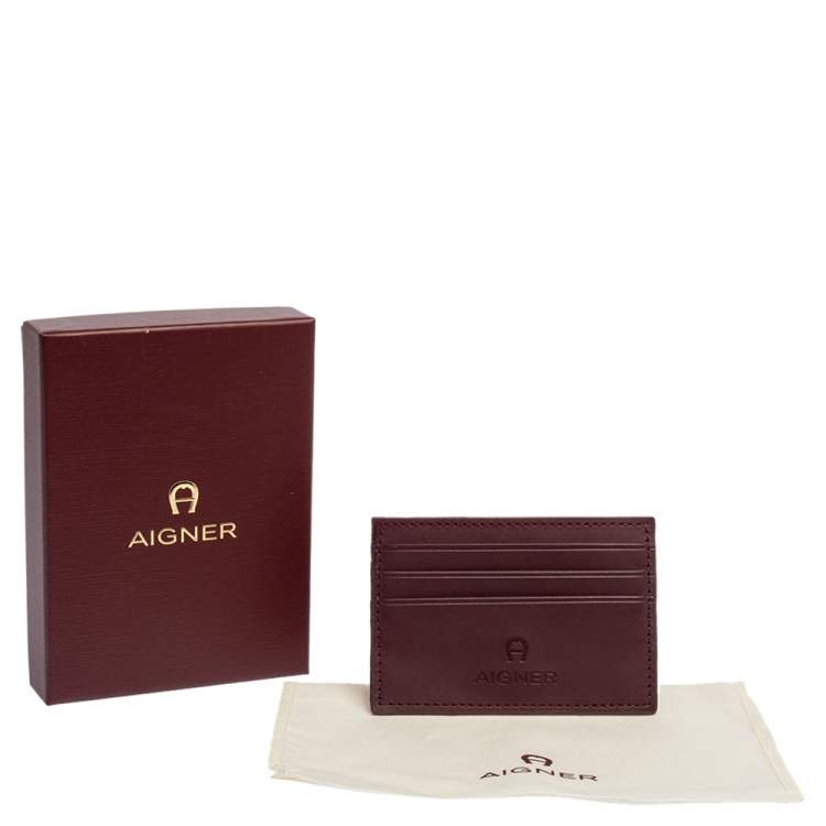 Pre Owned Aigner Burgundy Leather Card Holder